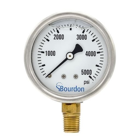 Bourdon 2.5 in. 0/5000 PSI/BAR 1/4 in.NPT MAX3-D52.S37